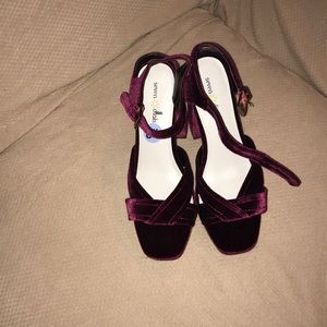 Seven dials suede burgundy heels